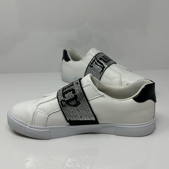 Juicy Couture Black White Cosmic Rhinestones Strap Slip On Man Made Sneakers 7M - Picture 4 of 7